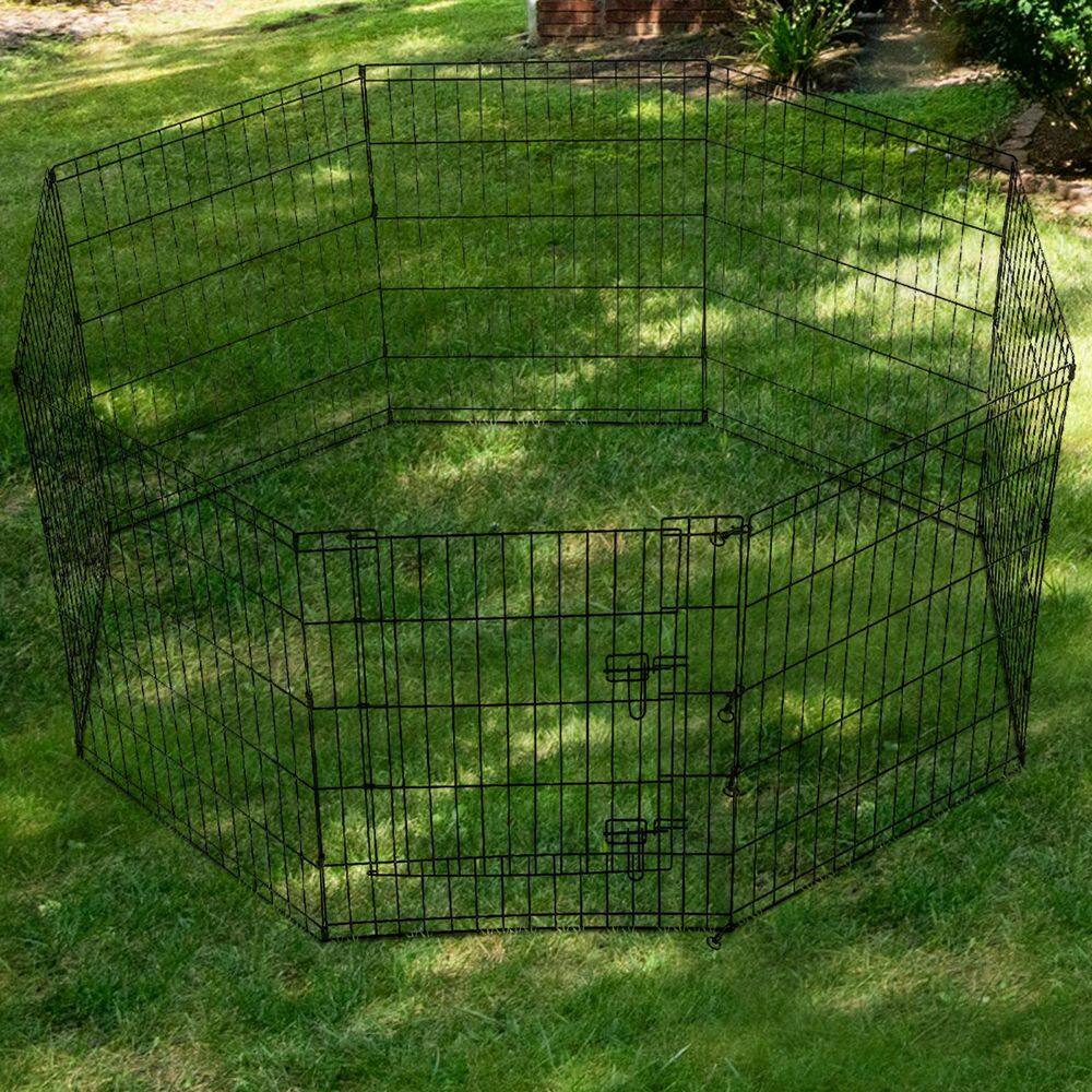 31.5 in. H 8-Panels Outdoor Indoor Iron Puppy Dog Fence Pet Dog Playpen - Hercitys