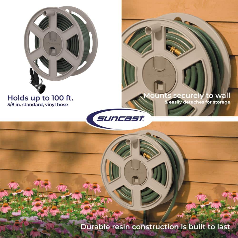 100 ft. Sidewinder Wall Mount Hose Reel, Light Taupe - Hercitys