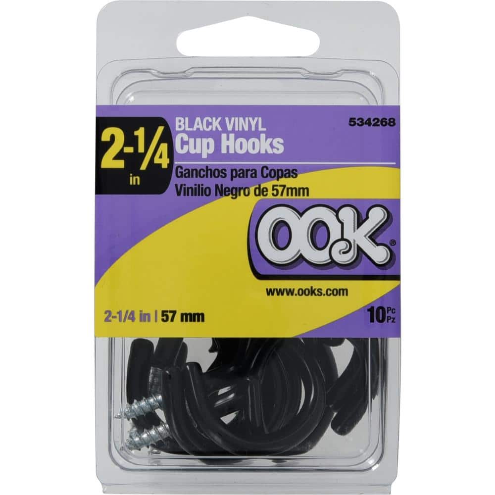 2-1/4 in. Black Vinyl Cup Hook (20-Pack) - Hercitys