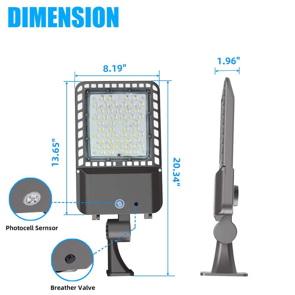 1000-Watt Equivalent Integrated LED Bronze Dusk to Dawn LED Area Light Arm Mount 5000k, IP65 - Hercitys