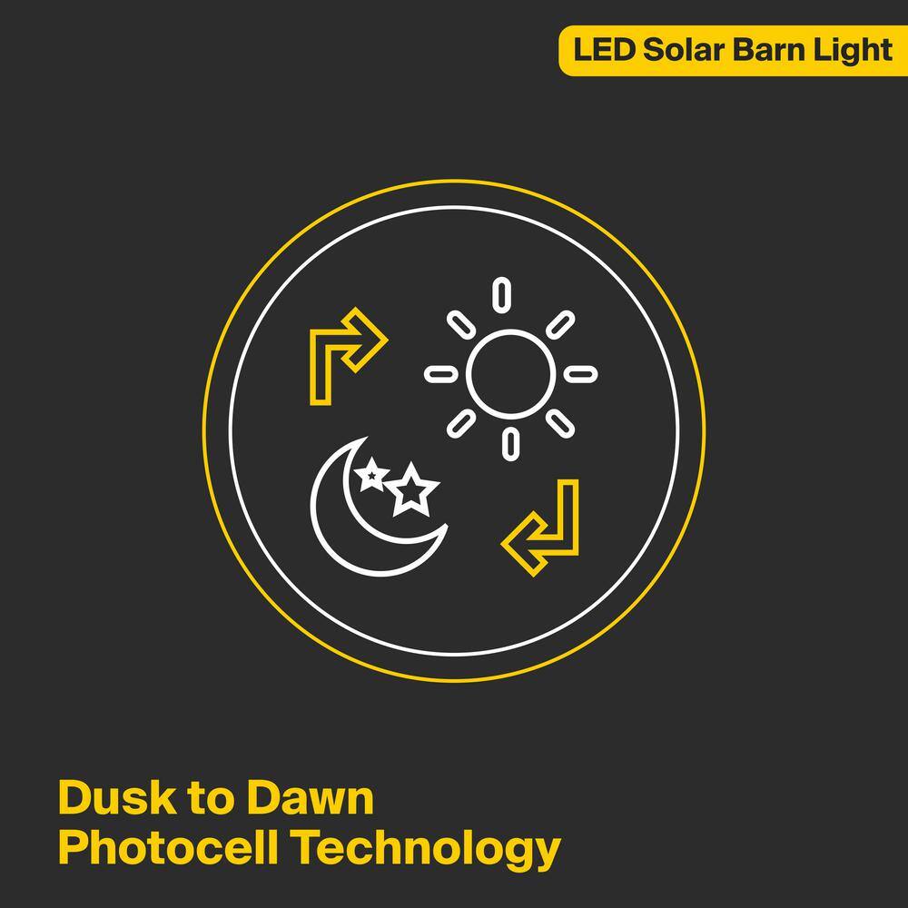 150-Watt Equivalent Integrated LED Black Outdoor Wall Mounted Motion Sensing Solar Powered Barn Area Light, 5000K - Hercitys