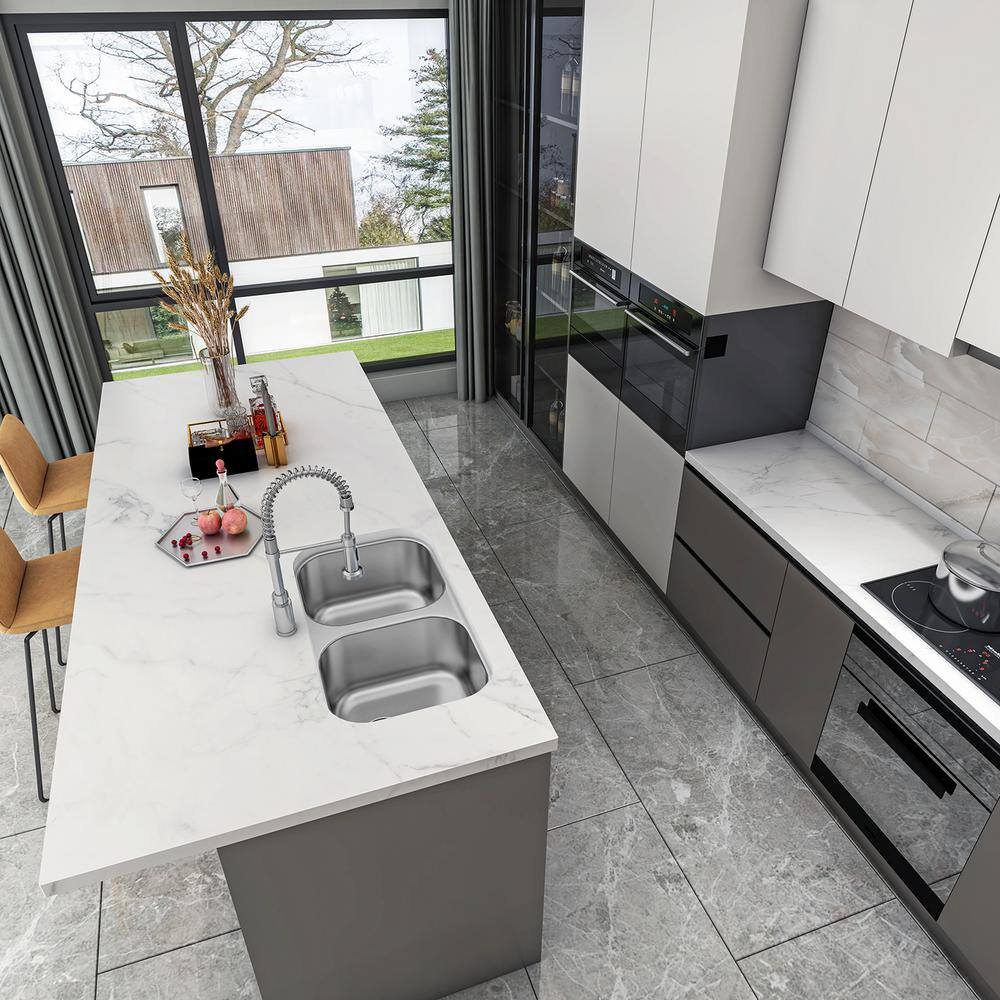 32 in. Undermount Double Bowl 18 Gauge 304 Stainless Steel Kitchen Sink - Hercitys