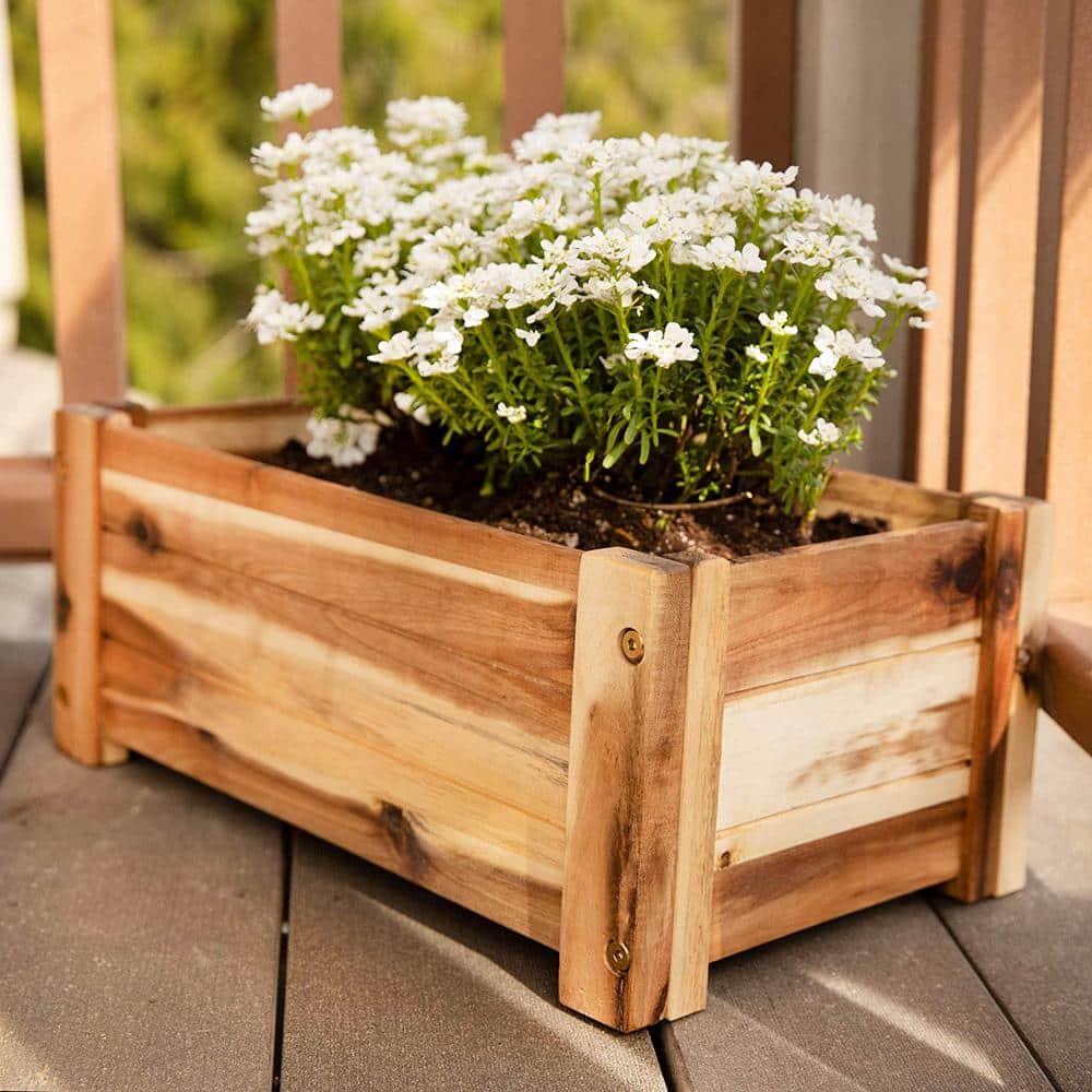 17 in. Wooden Planter Box Rectangular Wood Planter for Garden, Patio, Window, Home Decor Wood Plant Stand - Hercitys