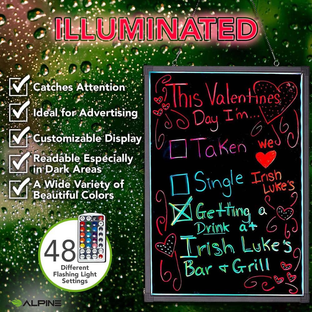 24 in. x 32 in. Hanging LED Business Writable Signboard Erasable Advertising Menu Sign - Hercitys
