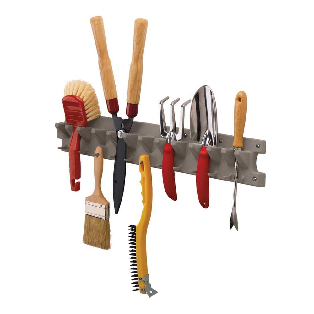 25 in. Wall Mount Utility Hook Plastic Garden Hand Tool Hanger with 30 lb. Capacity (6-pack) - Hercitys
