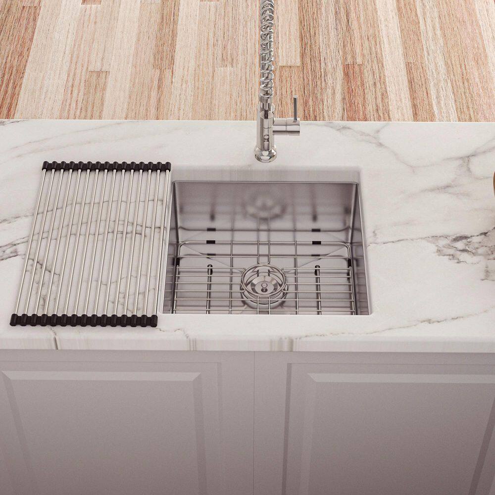 17 in. L x 19 in. W Undermount Single Bowl 16-Gauge Stainless Steel Kitchen Sink in Brushed Nickel - Hercitys