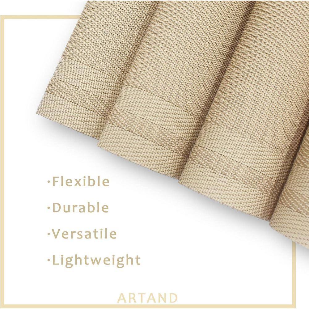18 in. x 12 in. Beige Woven Polyester Place Mats, Water Resistant Washable, Durable Table Mats (Set of 6) - Hercitys