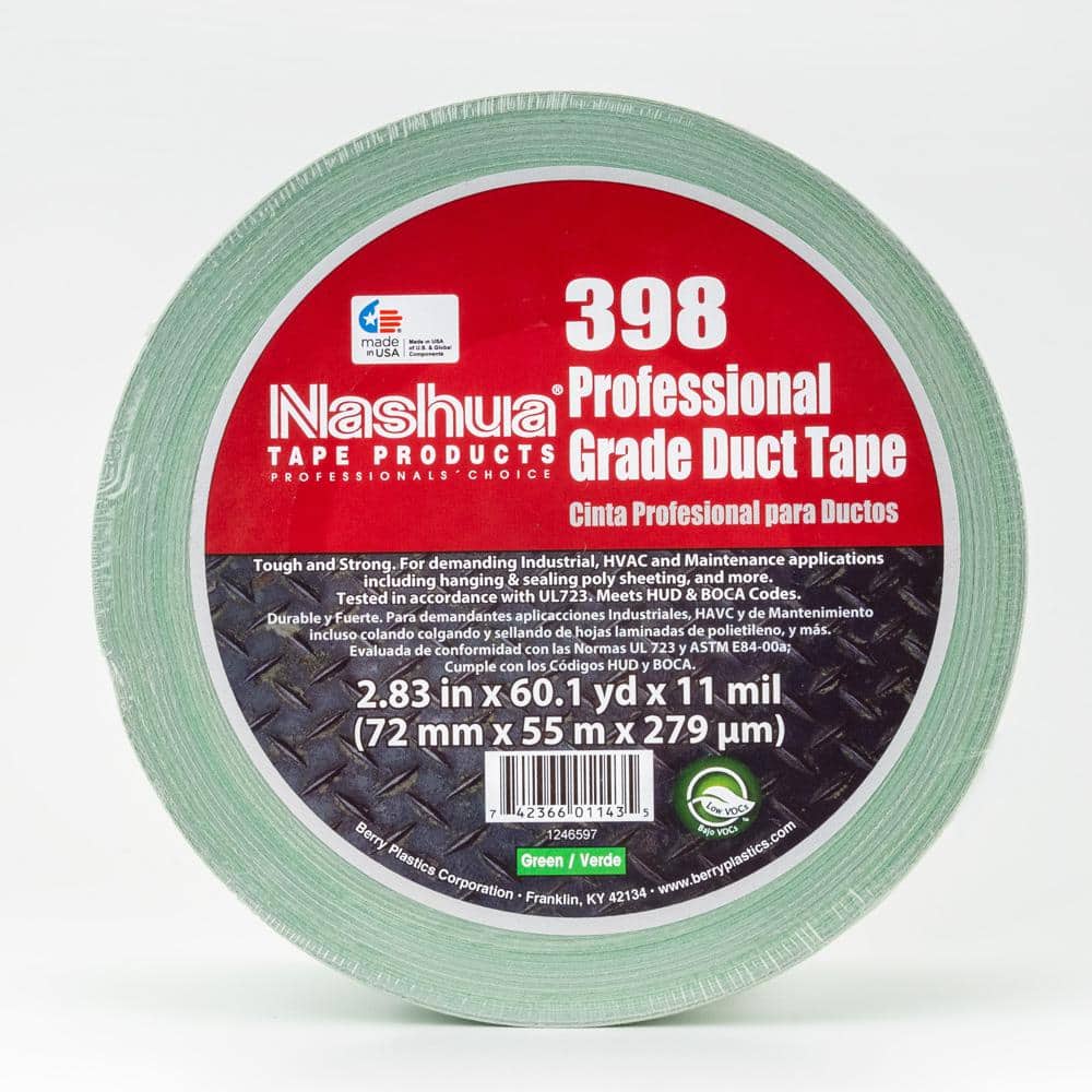 2.83 in. x 60.1 yds. 398 All-Weather Green HVAC Duct Tape - Hercitys