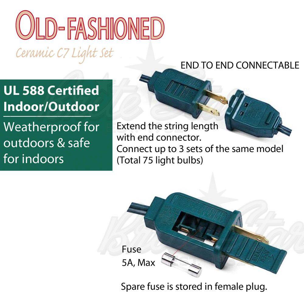 25-Light Ceramic Blue C7 Old Fashioned Light Set - Hercitys