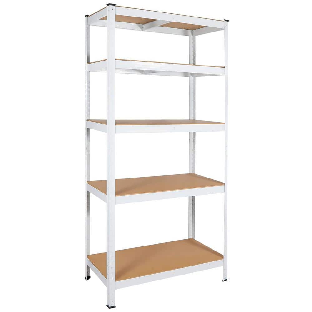 5-Shelf Metal Pantry Organizer with Adjustable Height, Multipurpose Kitchen Storage Utility Rack-White - Hercitys
