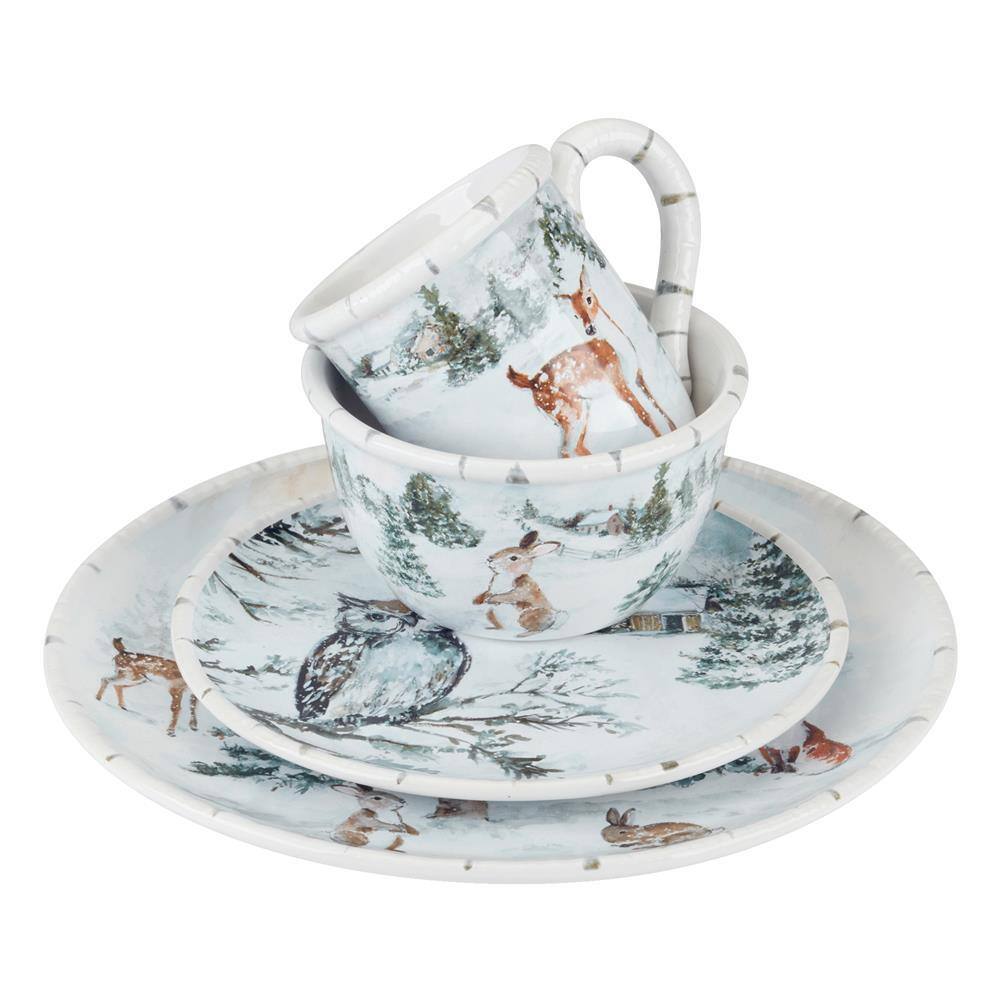 16-Piece Earthenware Winter’s Frost Dinnerware Set - Hercitys