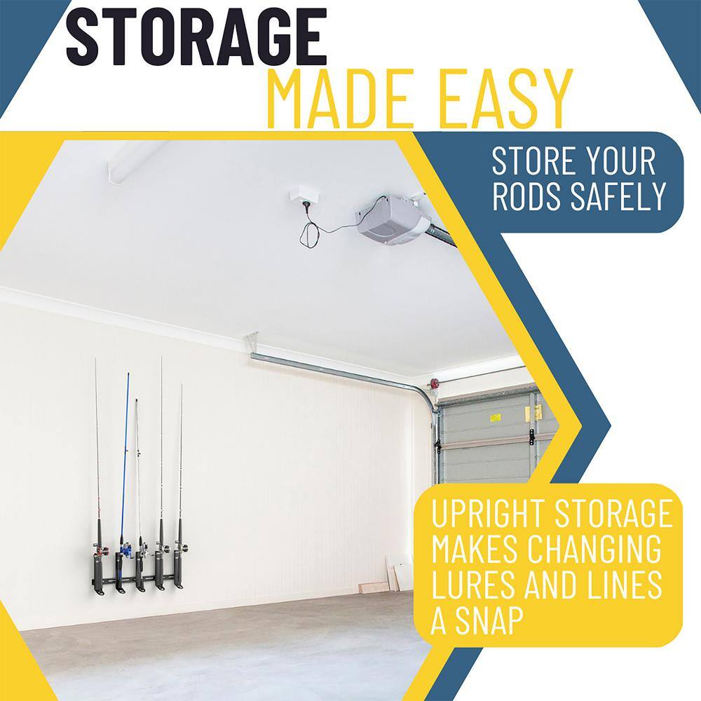 500 lbs 5 Spinning Adjustable Fishing Pole Wall Mounted Racks - Hercitys