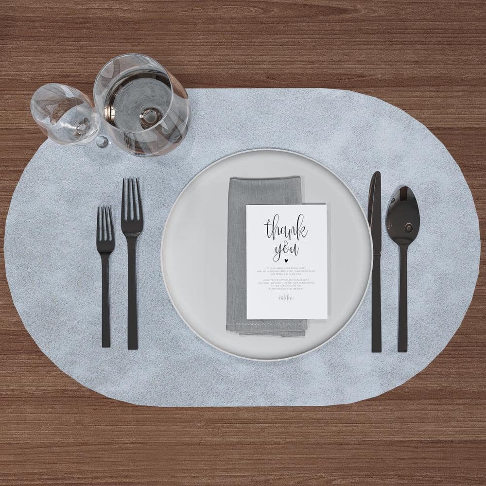 11.8 in. x 17.5 in. Double-Sided Waterproof Placemats, Leather Placemats in Grays (Set of 4) - Hercitys