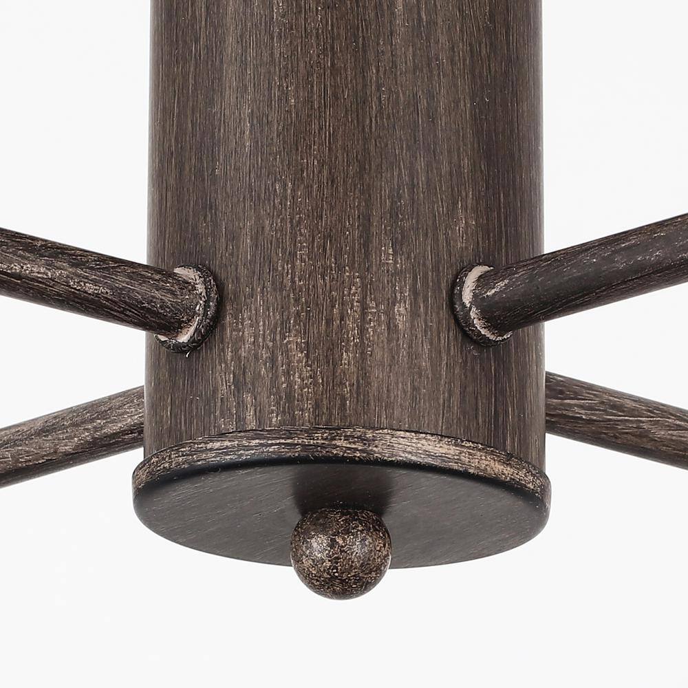 17.5 in. 4-Light Imitation Wood Grain Sputnik Transitional Flush Mount Ceiling Lights - Hercitys