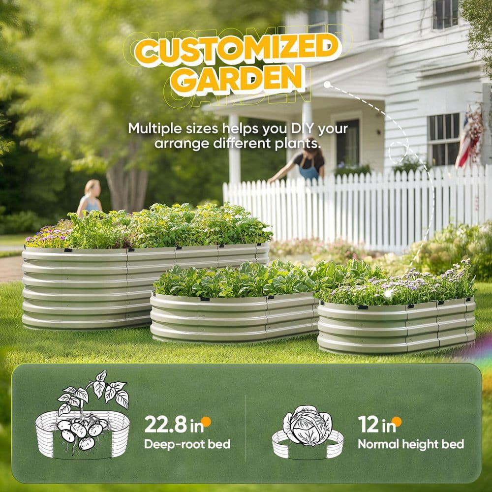 47 in. L x 24 in. W x 12 in. H Metal Planter Raised Garden Bed（Olive Green） - Hercitys