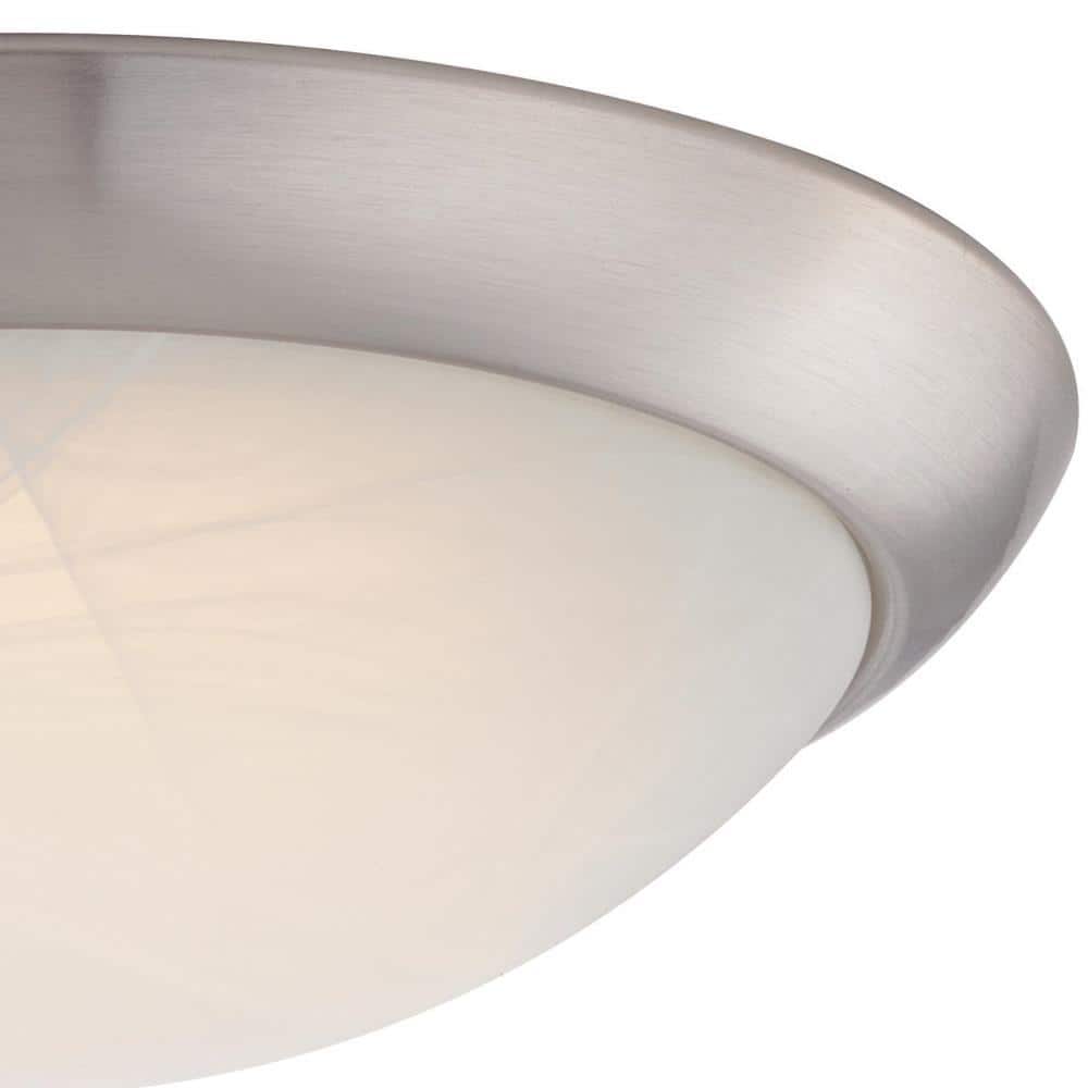 11-in. 14-Watt Traditional Brushed Nickel Integrated LED Flush Mount with Alabaster Glass Shade - Hercitys