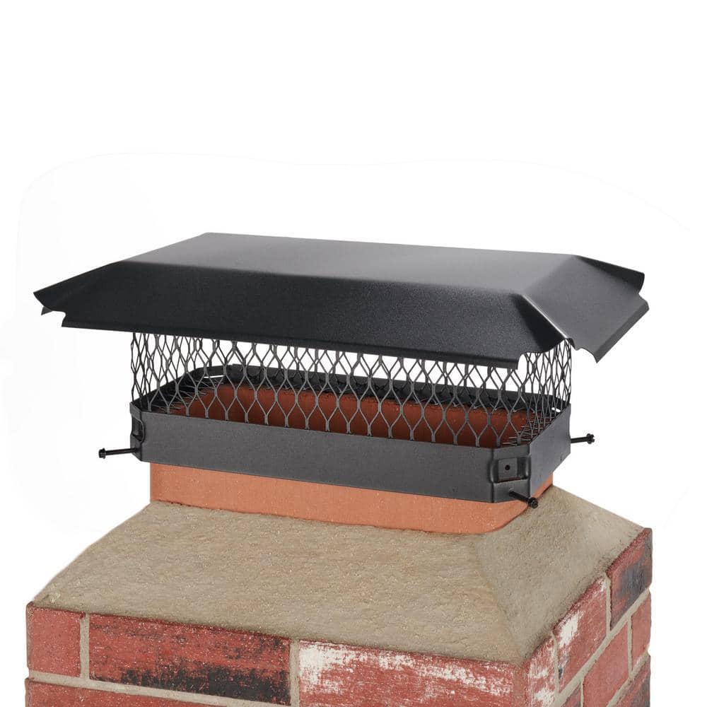 18 in. x 9 in. Bolt-On Single Flue Chimney Cap in Black Galvanized Steel - Hercitys