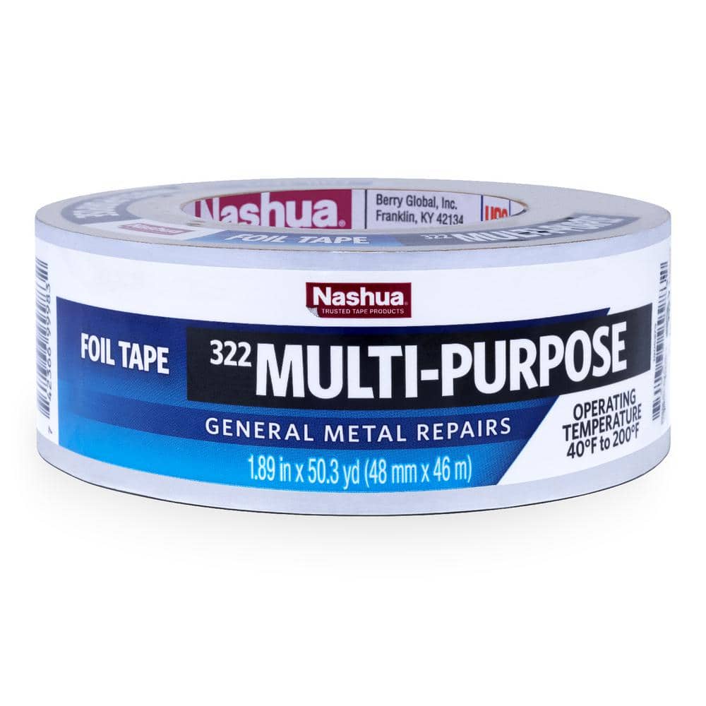 1.89 in. x 50 yd. 322 Multi-Purpose HVAC Foil Tape Pro Pack (12-Pack) - Hercitys