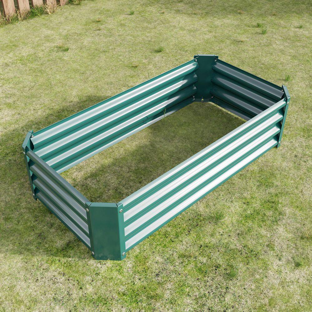4 x 2 x 1 ft. Green Rectangular Metal Raised Garden Bed - Hercitys