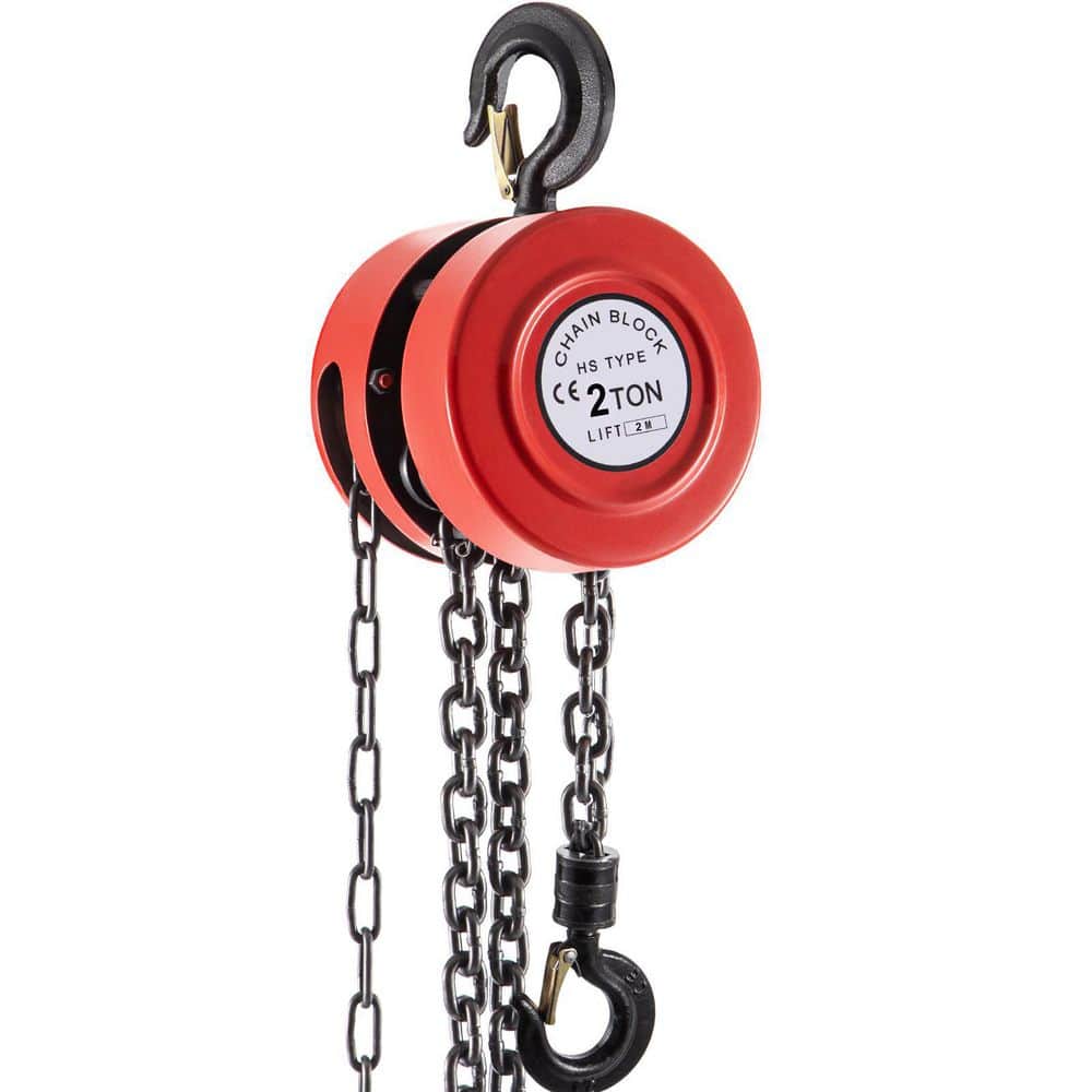 2-Ton Hand Chain Hoist 4400 lbs. Capacity and 7 ft. Lift Manual Hoist for Lifting Good in Transport and Workshop, Red - Hercitys