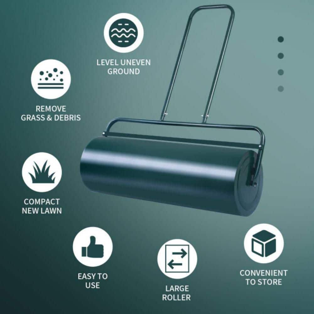 36 in. x 12 in. Tow Lawn Roller Water Filled Metal Push Roller - Hercitys