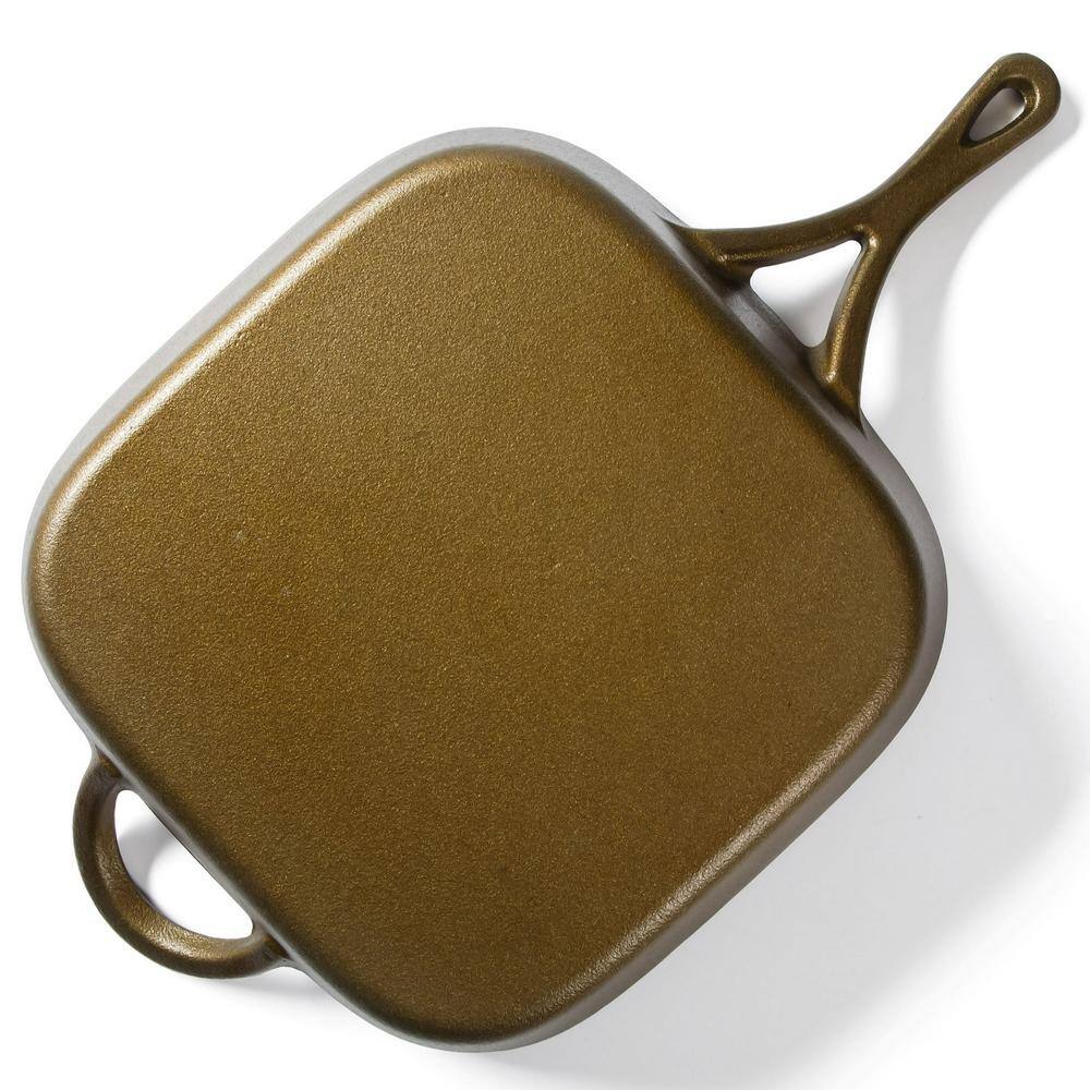 11 in. Cast Iron Pre-Seasoned Square Grill Pan in Bronze - Hercitys
