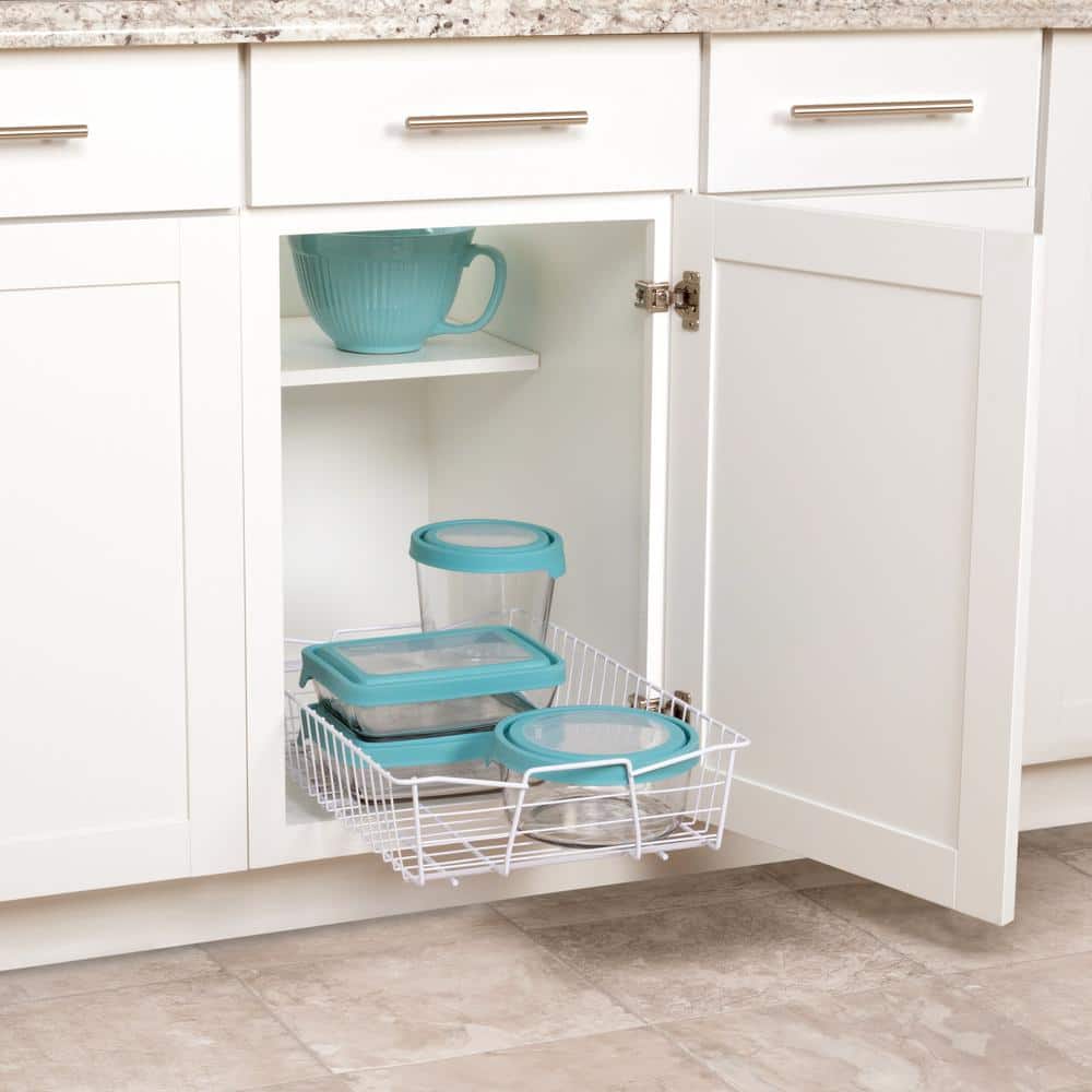 14 in. White Wire Pullout Basket - Hercitys