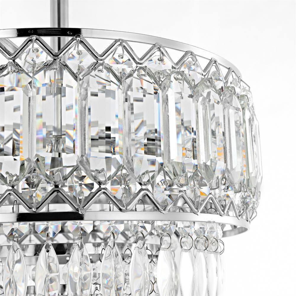 11.6 in. 3-Light Chrome Glam Crystal Semi-Flush Mount Chandelier - Hercitys