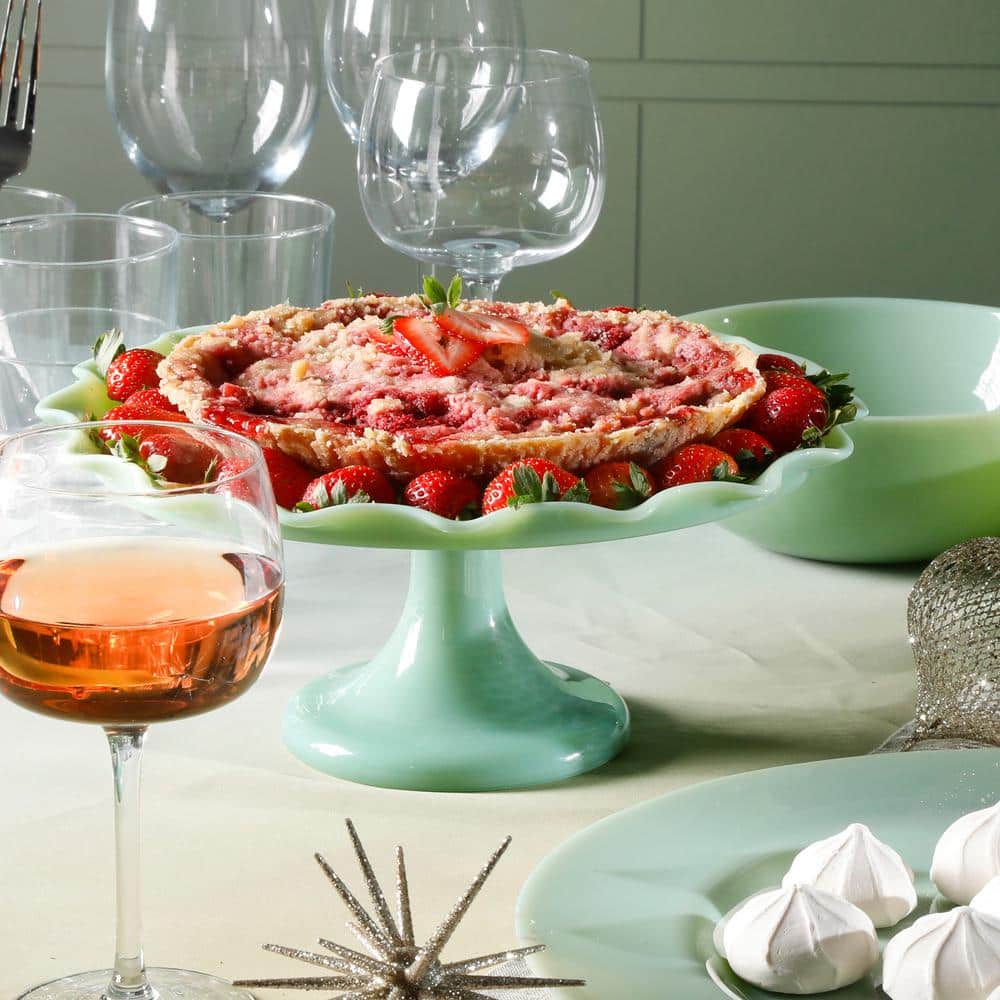 1-Tier Jade Green Jadeite Glass Cake Stand - Hercitys