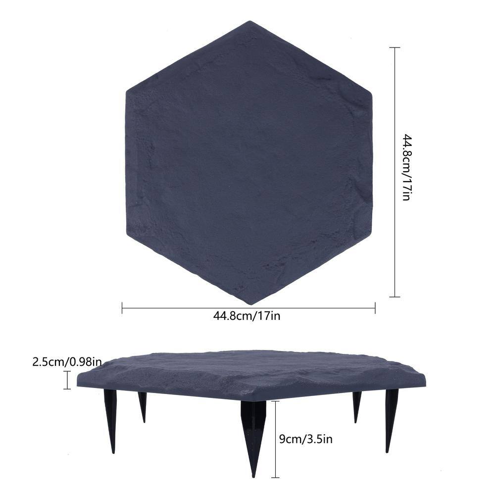 15.98 in. x 15.98 in. x 4.49 in. Hexagon Grey Solid Weatherproof Plastic Set Paver 4-Pieces 1.5 sq. ft. - Hercitys