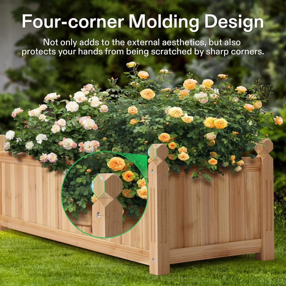 43. 5in. L x 16in. W x 14in. H Wood Raised Garden Bed with Liner - Hercitys