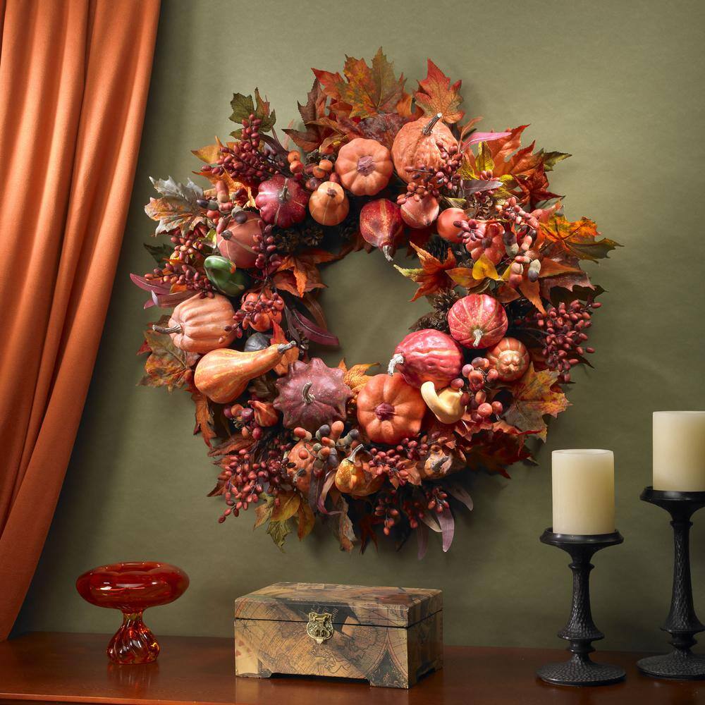 28in. Artificial Harvest Wreath - Hercitys