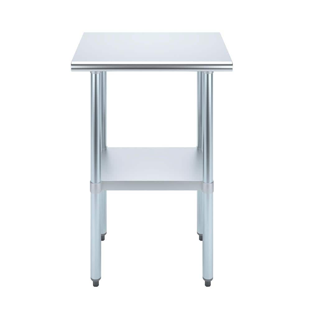 18 in. x 24 in. Stainless Steel Kitchen Utility Table with Adjustable Bottom Shelf - Hercitys