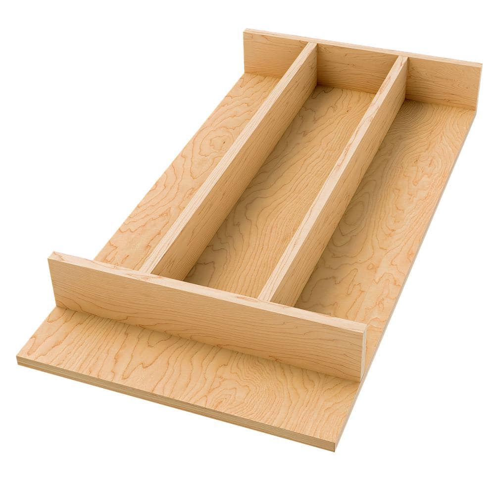 2.36 in. H x 10.24 in. W x 19.49 in. D Light Brown Wooden Utensil Drawer Insert - Hercitys