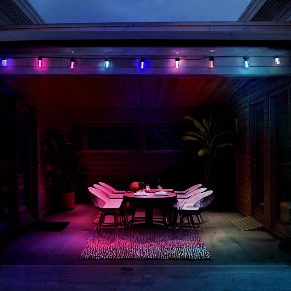 12-Light 24 ft. Outdoor Plug-In RGB Integrated LED Smart Wi-Fi String Light, Works with Alexa/Hey Google/HomeKit/Siri - Hercitys