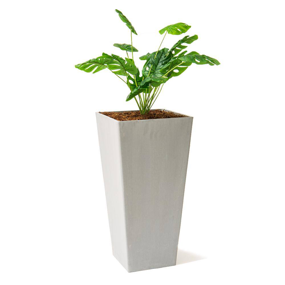 30 in. Tall Modern Square Planter, Tapered Floor Planter for Indoor and Outdoor Planter, Patio Decor, Gray - Hercitys