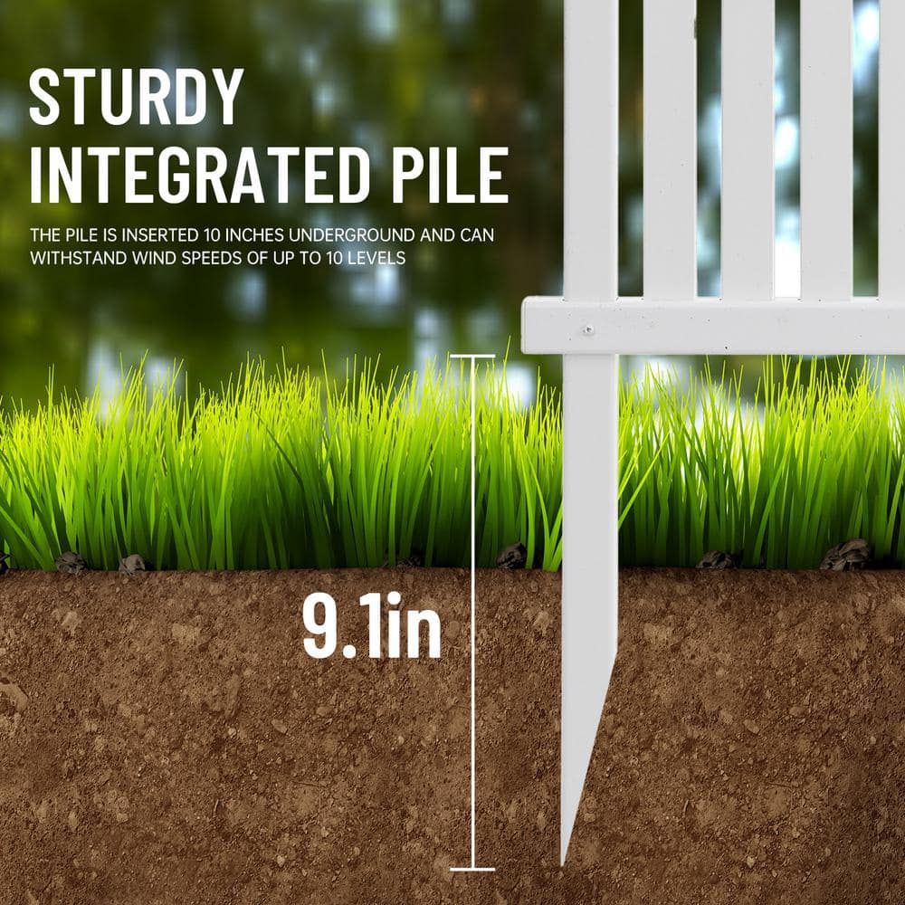 48 in. Vinyl Garden Fence, Privacy Screen Panels Kit, Air Conditioner/Trash Can Enclosure of Vinyl-White - Hercitys