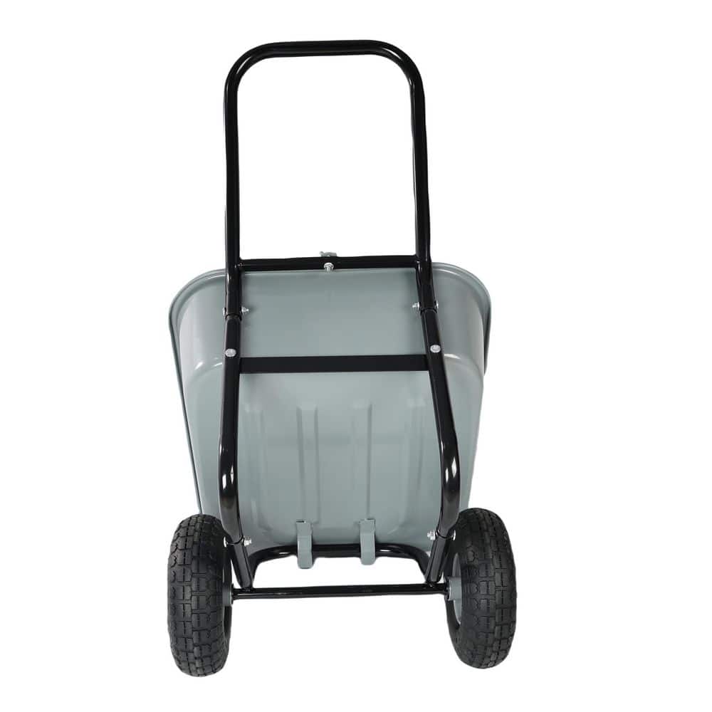 1.2 cu. ft. Gray Two-wheeled Garden Cart with 10-inch Pneumatic Wheels - Hercitys