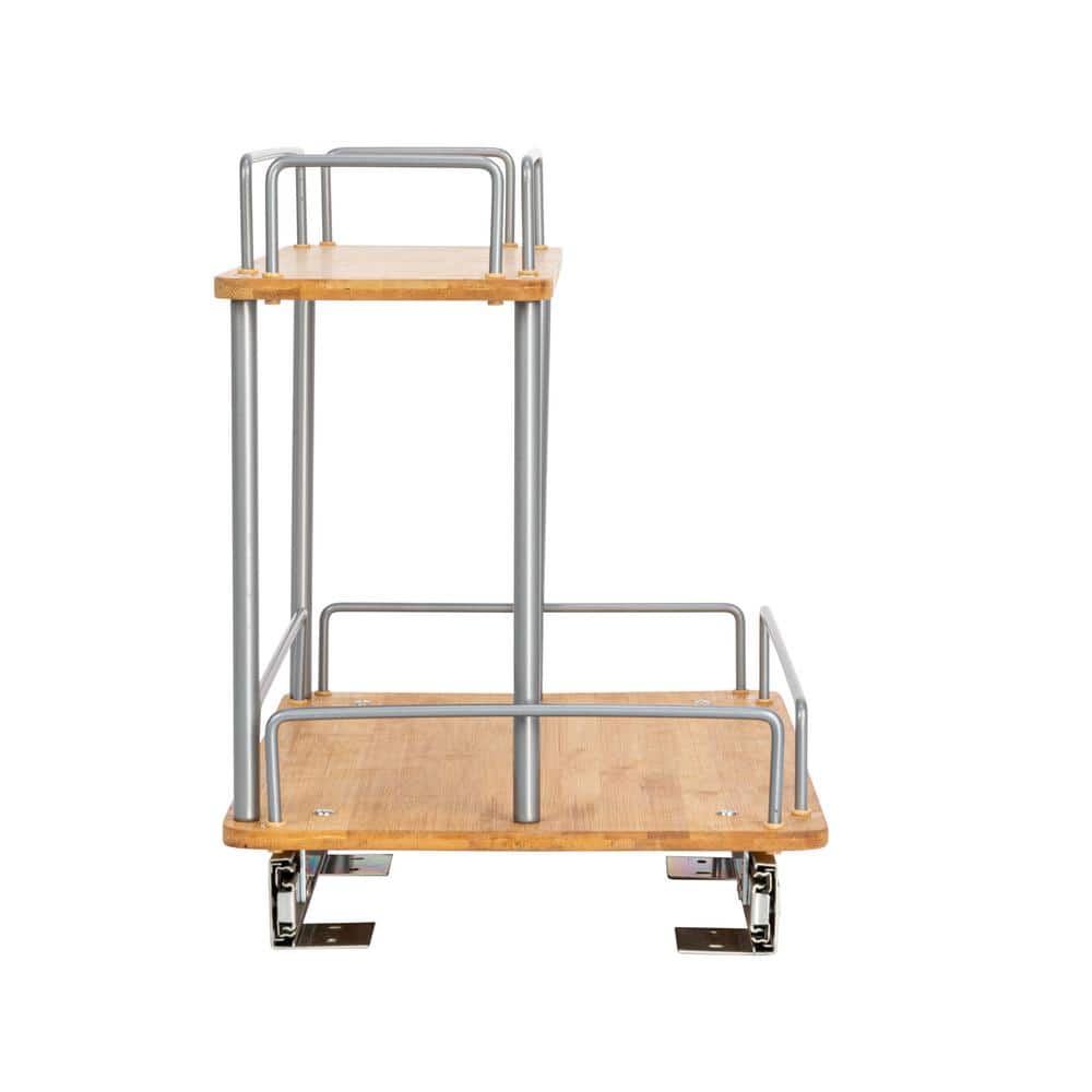 11.5in Glidez 2-Tier Bamboo Sliding Cabinet Organizer - Hercitys