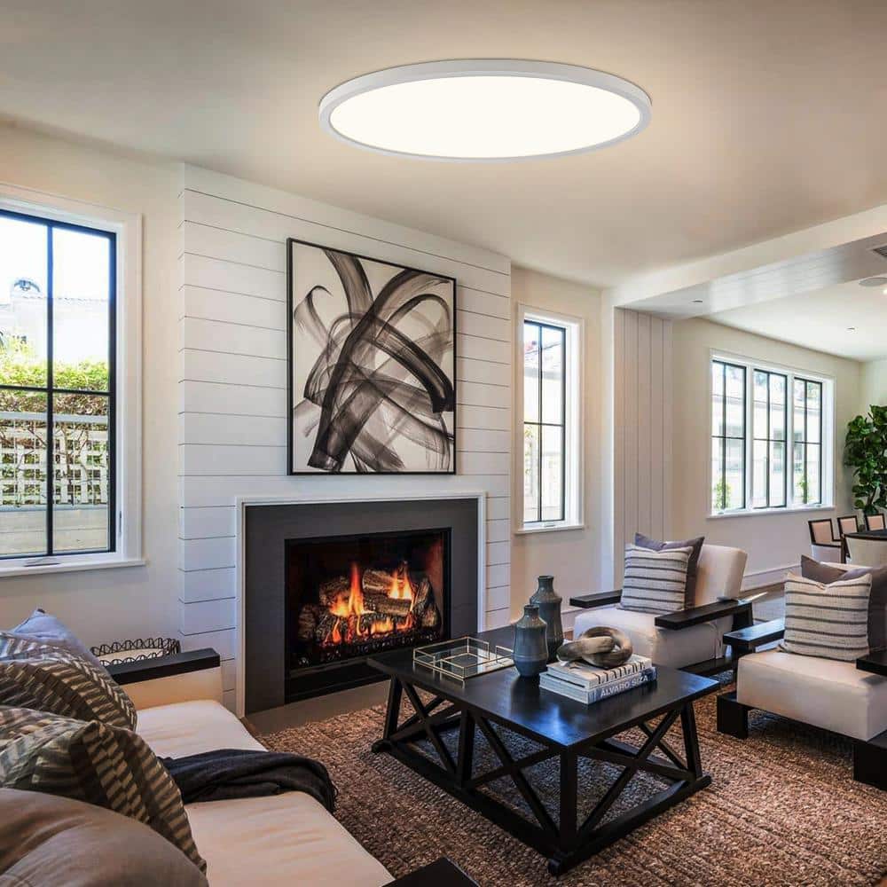 32 in. White Modern Dimmable LED Ceiling Light Flush Mount with Selectable 2700K/3000K/3500K/4000K/5000K(1-Pack) - Hercitys