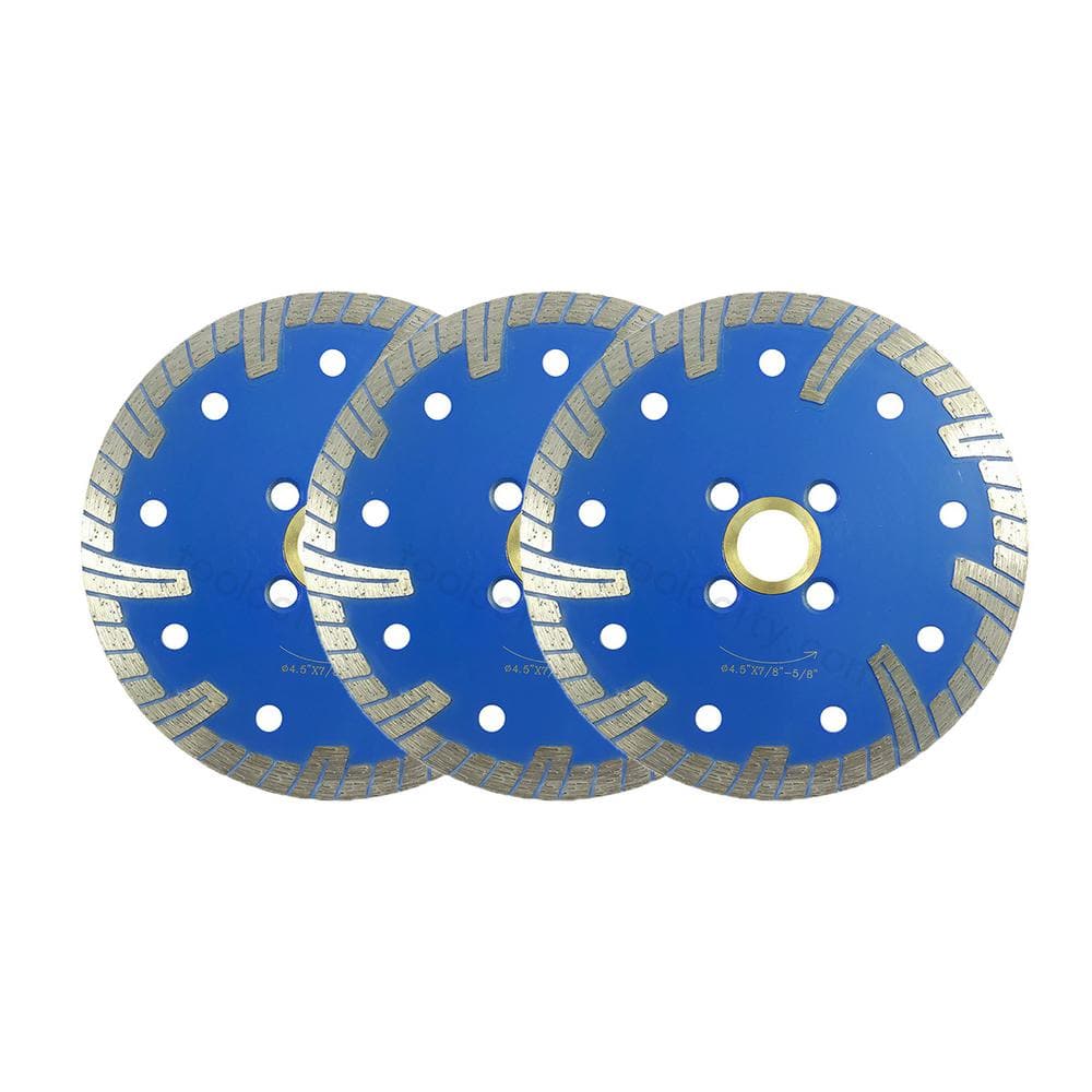 4.5 in. Continuous Rim for Cutting Granite, Concrete and Brick Turbo Diamond Blade Dry/Wet Use (3-Piece Pack) - Hercitys
