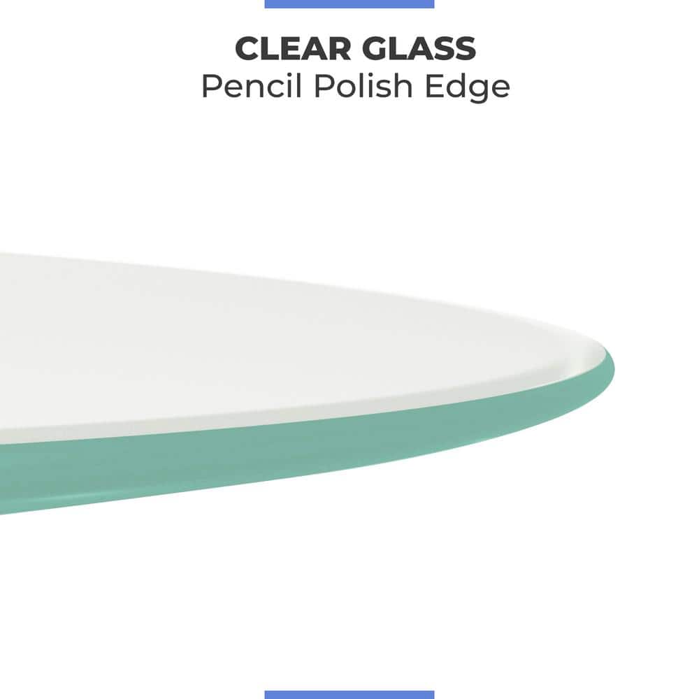 28 in. Clear Round Glass Table Top, 3/8 in. Thickness Tempered Pencil Edge Polished - Hercitys