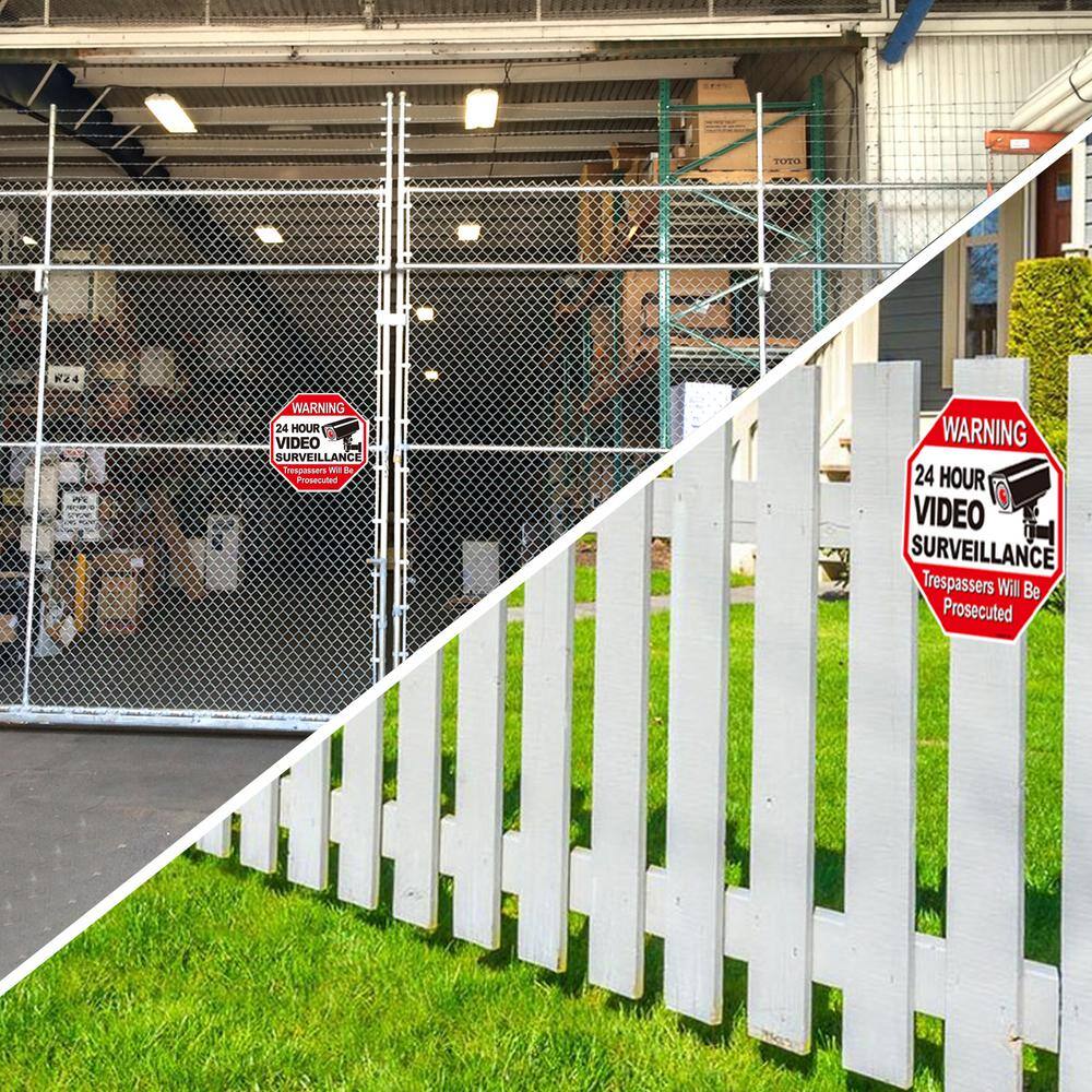 12 in. x 12 in. 24-Hour Video Surveillance Aluminum Warning Sign – Trespassers Will Be Prosecuted ( Pack of 2) - Hercitys