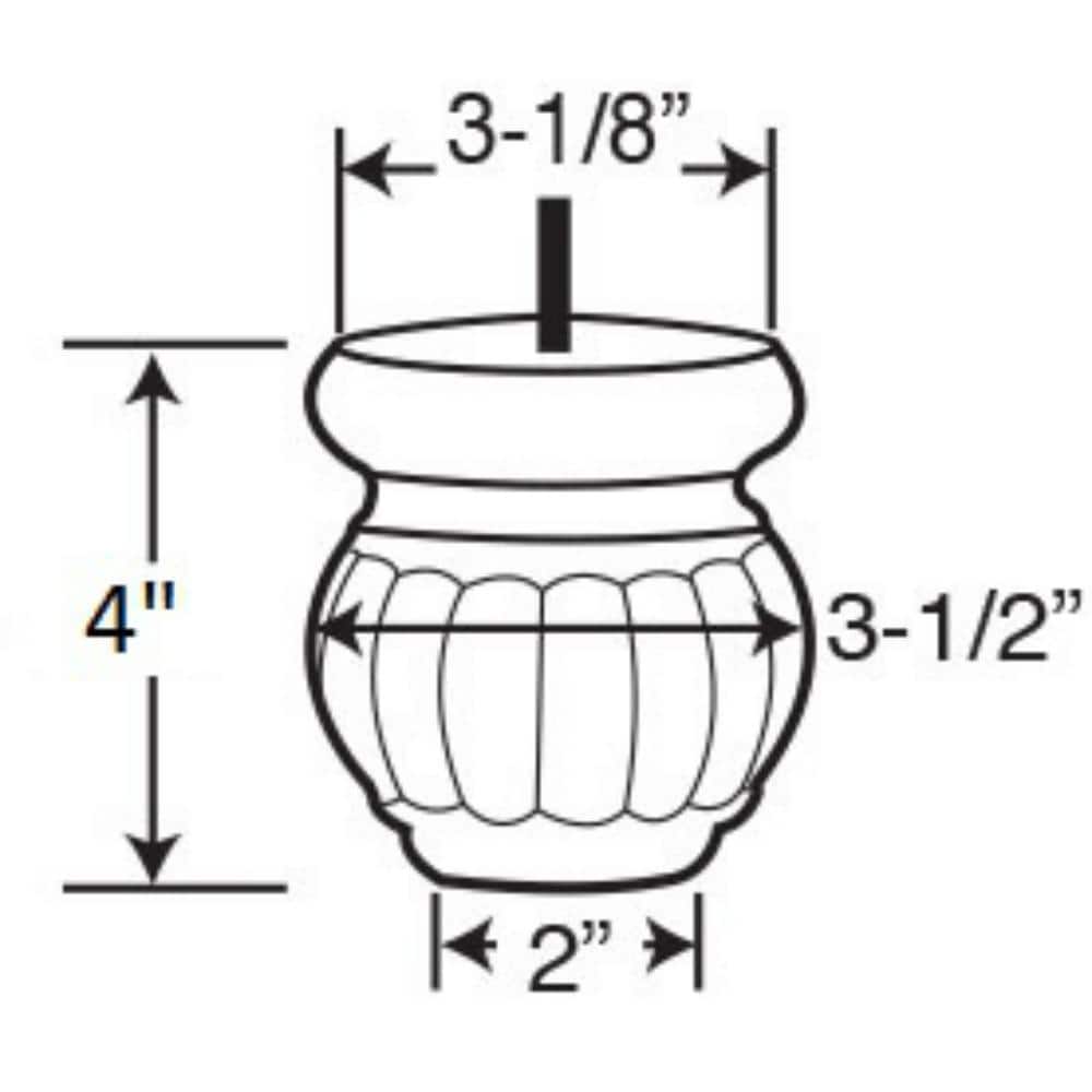 4 in. x 3-1/2 in. Unfinished Solid Hardwood Round Bun Foot - Hercitys