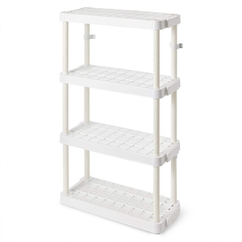 4 Shelf Adjustable Ventilated Medium Duty Shelving Unit, White, 14 x 32 x 54.5 inches - Hercitys
