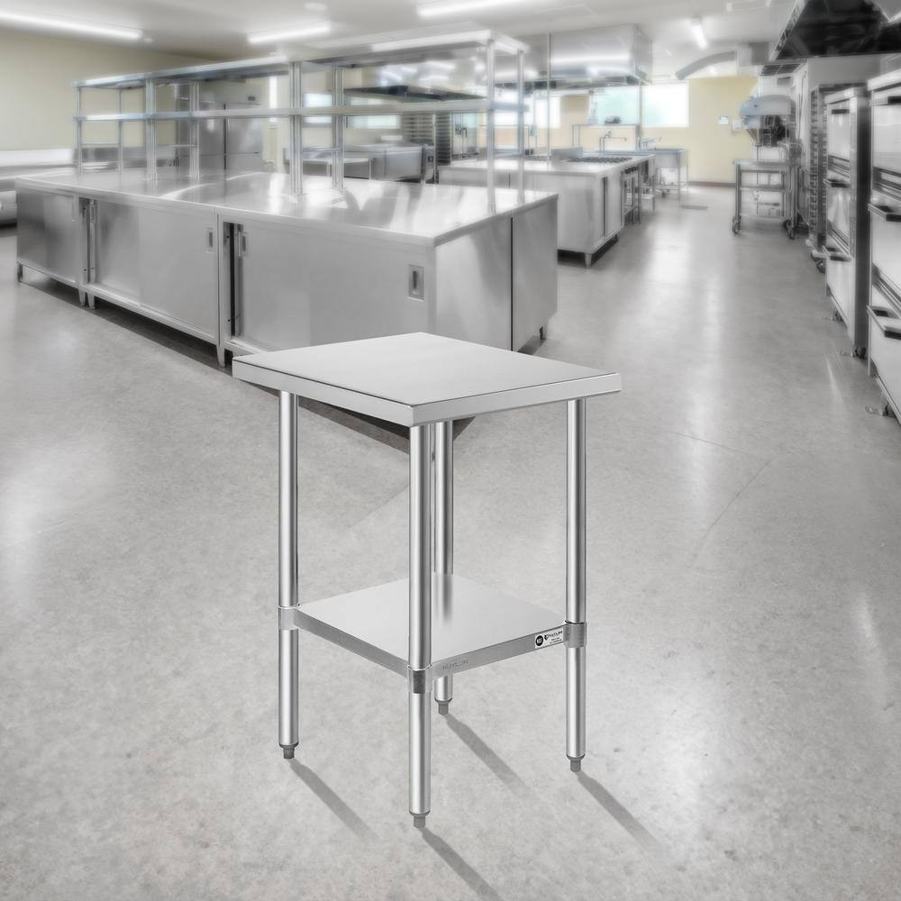 30 in. x 18 in. Stainless Steel Kitchen Prep Table with Bottom Shelf - Hercitys