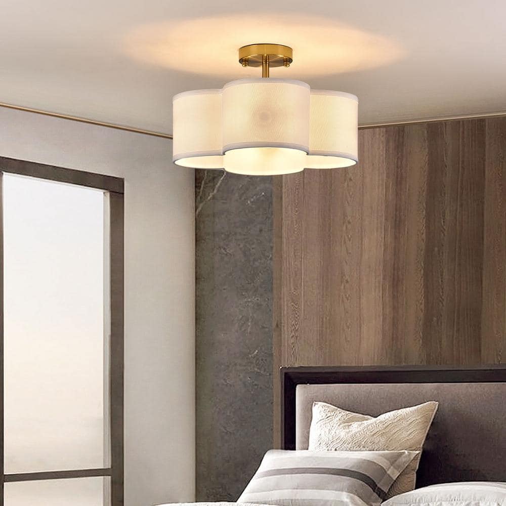 13 in. 4-Light White Semi-Flush Mount Ceiling Light - Hercitys