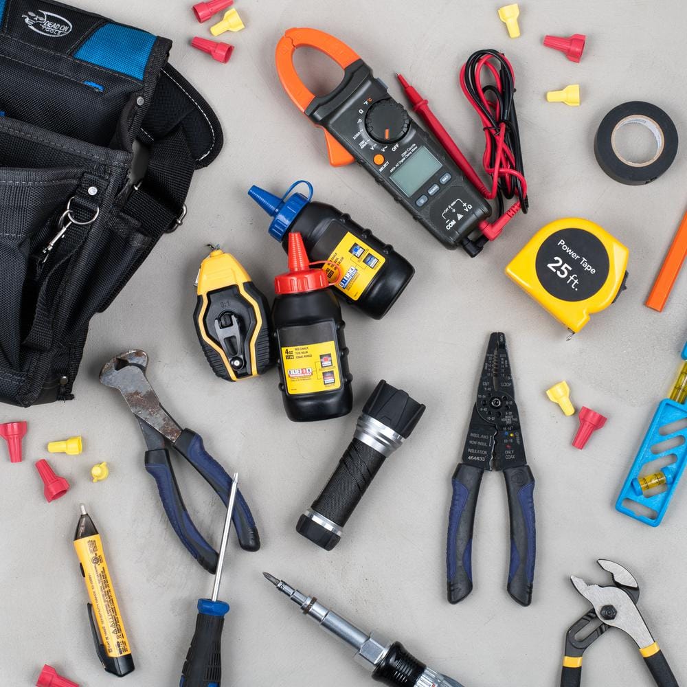 11 in. 14-Pocket Electricians Professional Tool Belt Pouch with Hammer Loop and Tape Measure Holder in Black - Hercitys