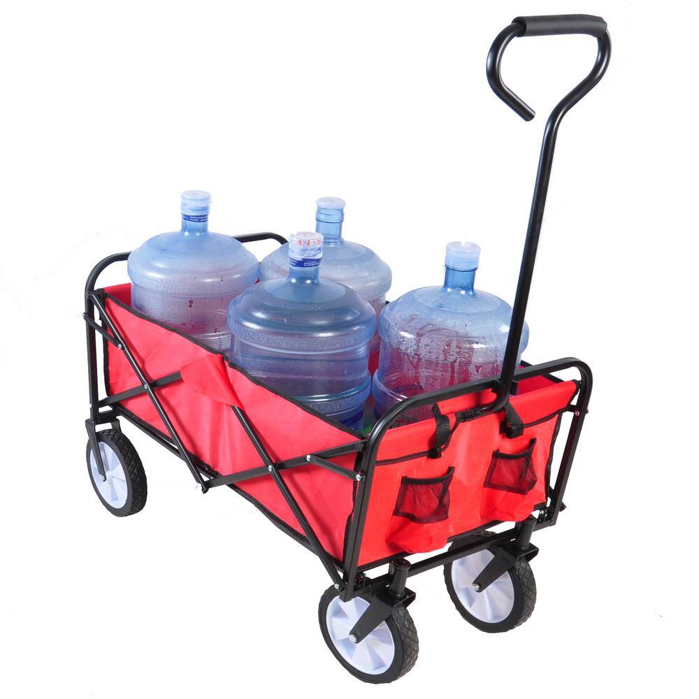 4.7 cu.ft. Metal Folding Wagon Garden Cart Beach Cart in Red - Hercitys