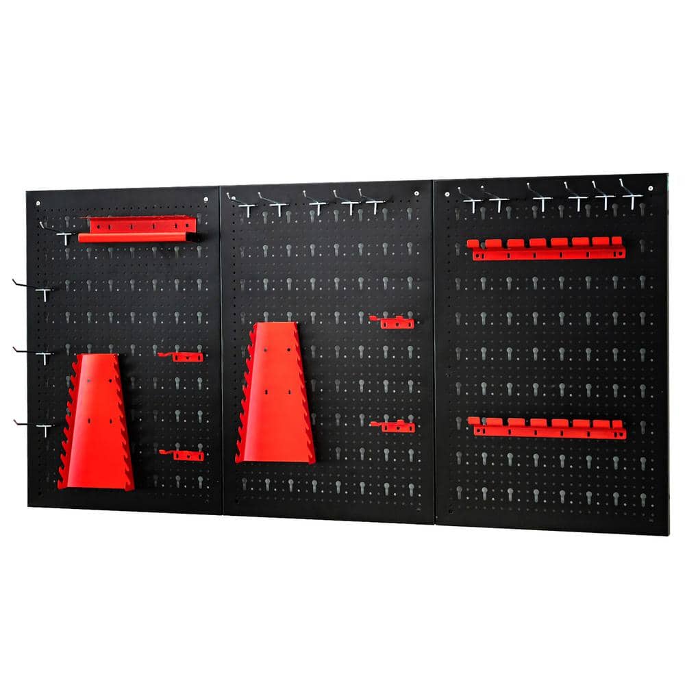 24 in. H x 48 in. W Pegboard Wall Organizer Kit 4 ft.Metal Toolboard W/3 Pegboards & 25 Accessories - Hercitys
